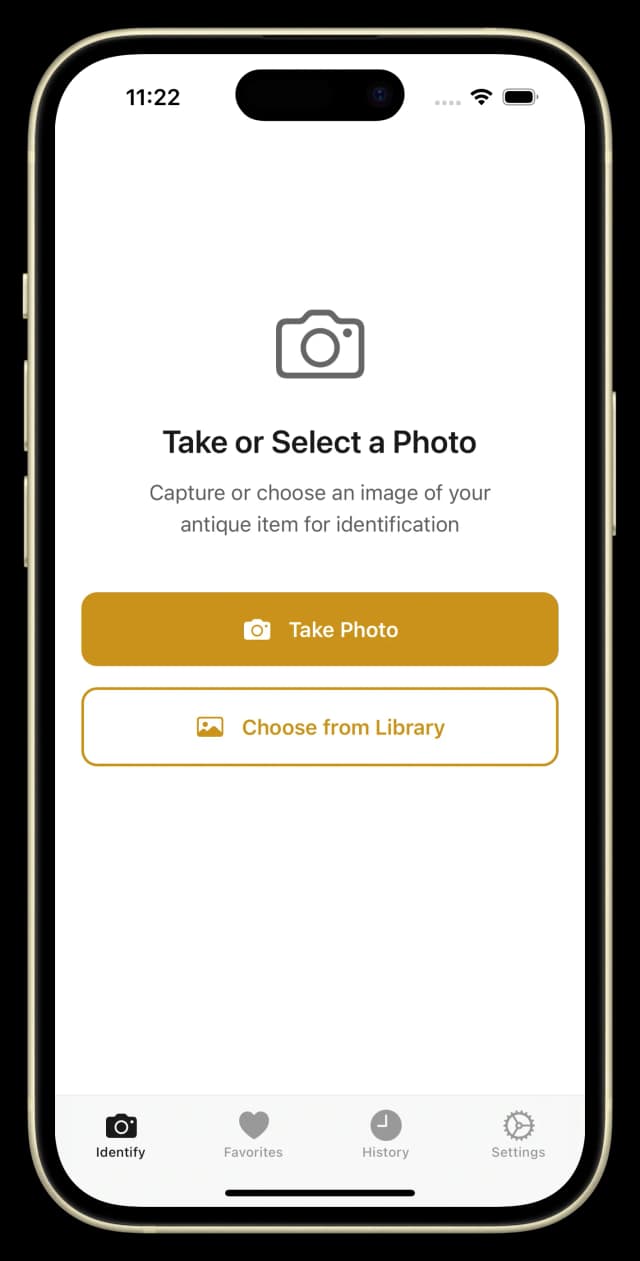 Antique Identifier Pro app - Light theme